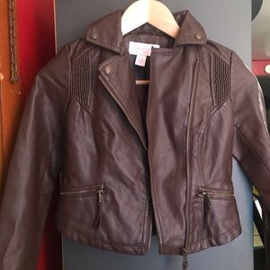 Jessica Simpson-Girls faux leather moto jacket